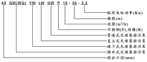 大東海泵業(yè)液下無堵塞排污泵型號意義